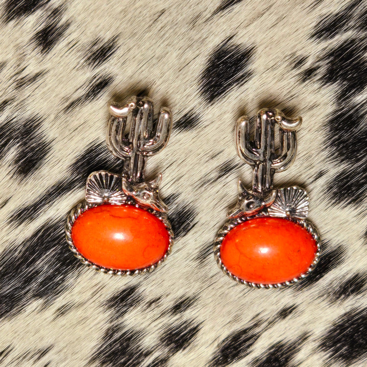 Cactus and Stone Earrings
