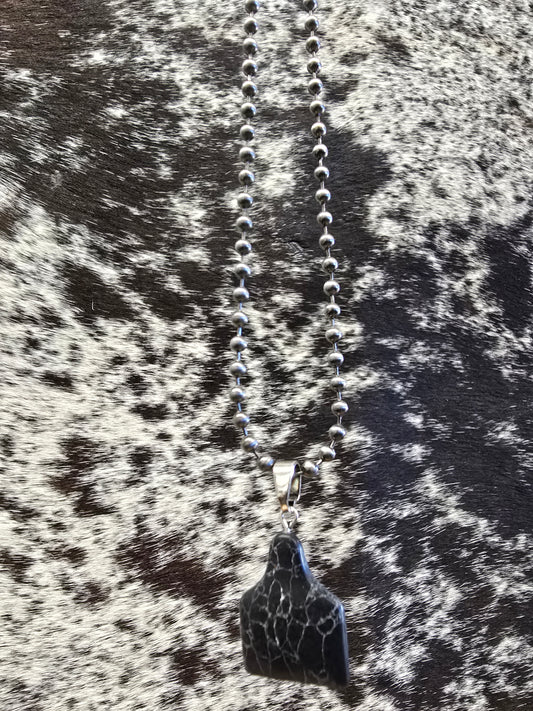 Black Cow Tag Beaded Necklace