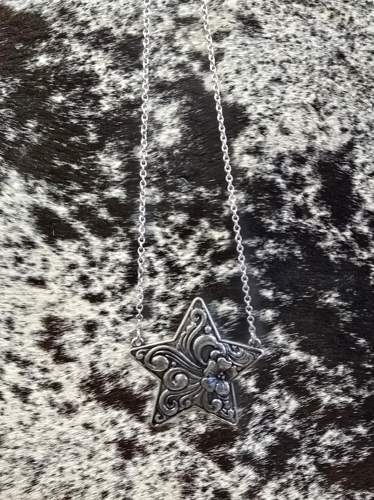 Stamped Star Pendant Necklace