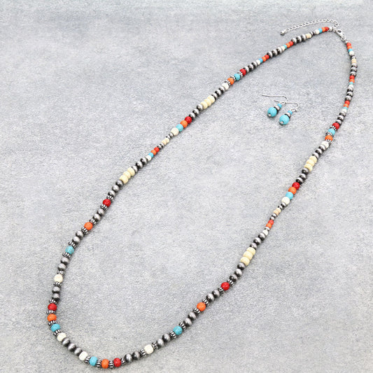 Multi Color Pearl And Bead Necklace