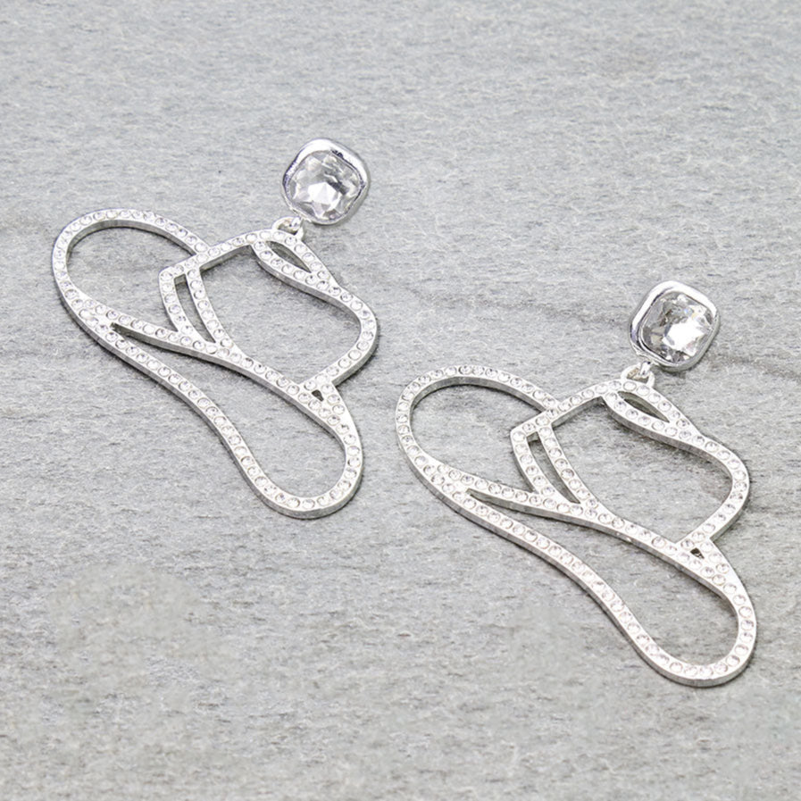 Faux Stone Cowboy Hat Cutout Earring