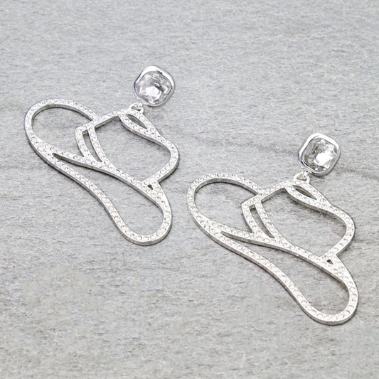 Faux Stone Cowboy Hat Cutout Earring